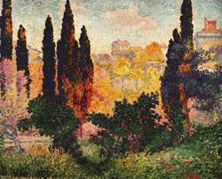 Henri Edmond Cross Cypress Trees at Cagnes